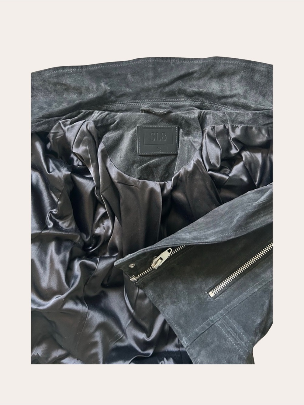 Blank NYC SL8 Charcoal Gray Cropped Suede Moto Jacket Silver Zip Size Small - Picture 8 of 14
